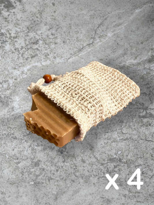 Sisal Soap Saver Pouch x 4